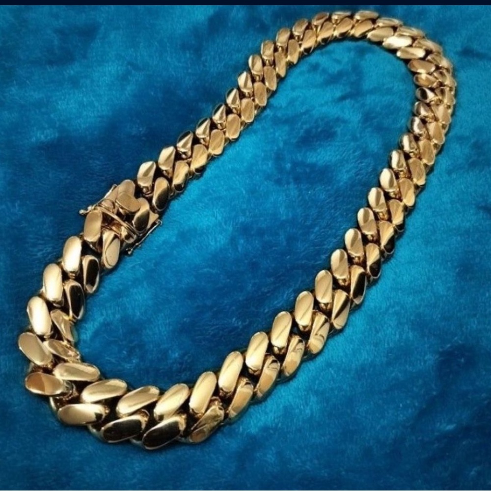 20mm Miami Cuban Link Gold Plated Chain Necklace 18k & 14k School Regular Lock